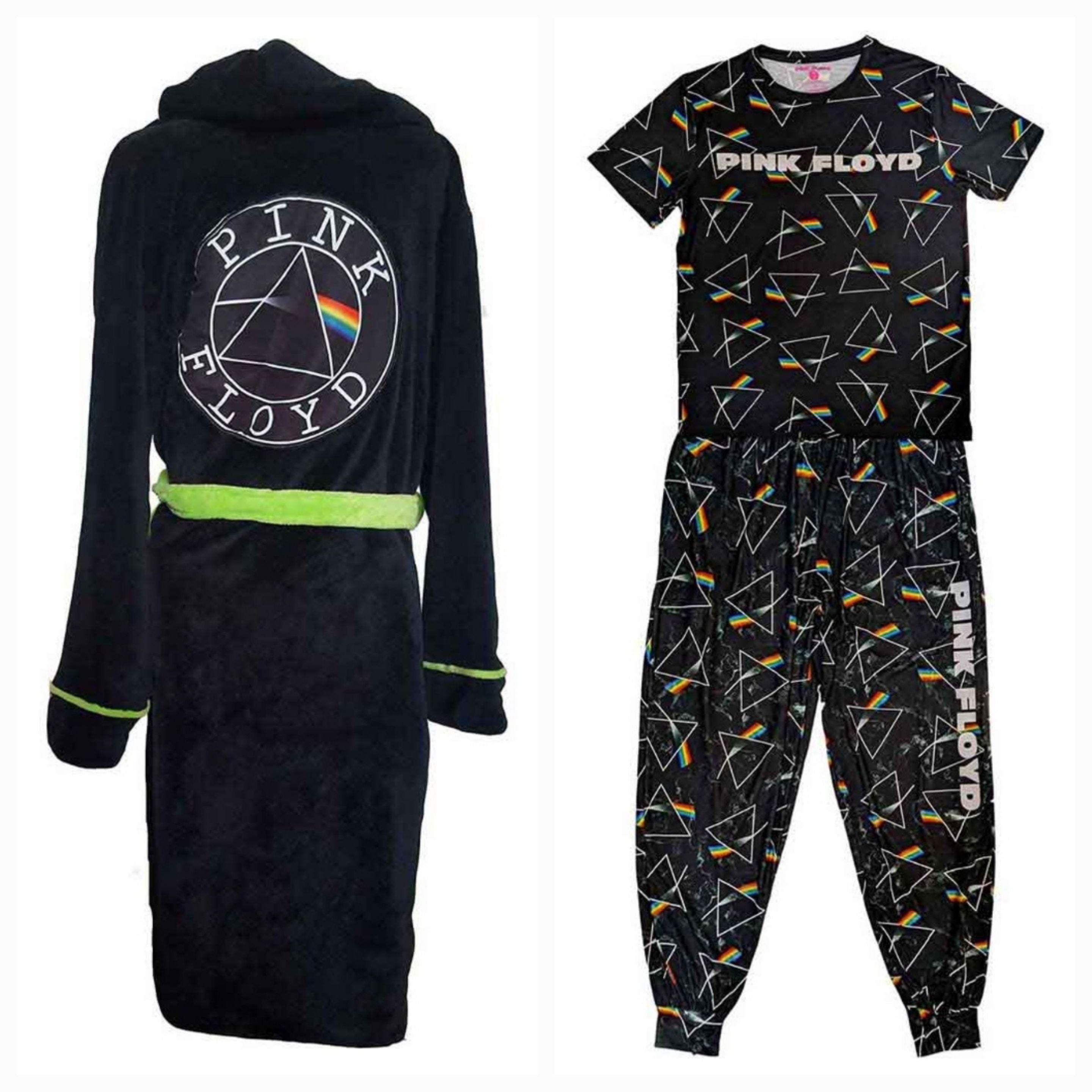 Official Pink Floyd Ultimate Lounge Bundle – Dark Side of the Moon Pyjama Set + Fleece Dressing Gown + Socks