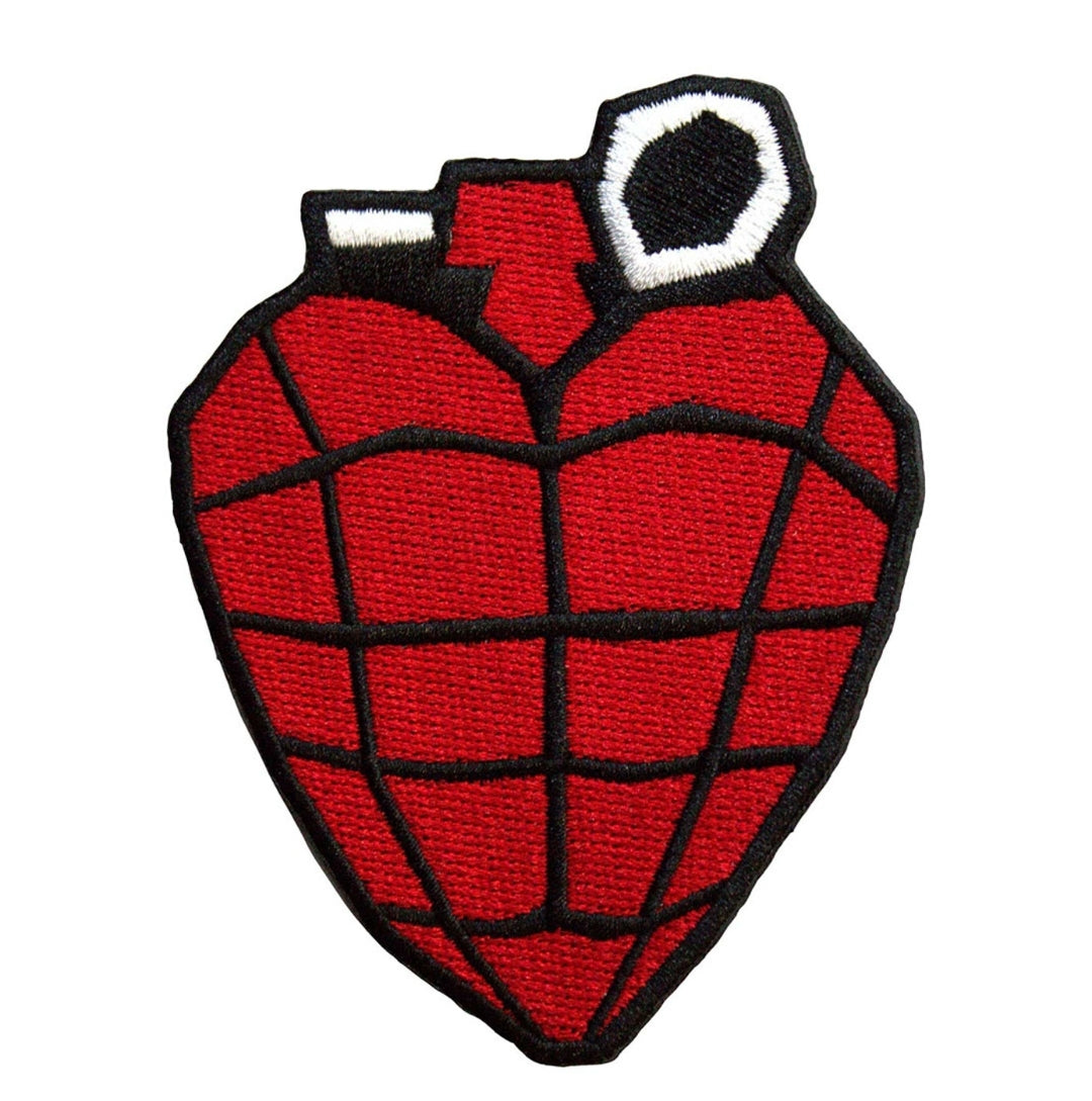 Official Green Day 'Grenade' Woven Patch - Iron-On Heart BOMB! | Punk Gift