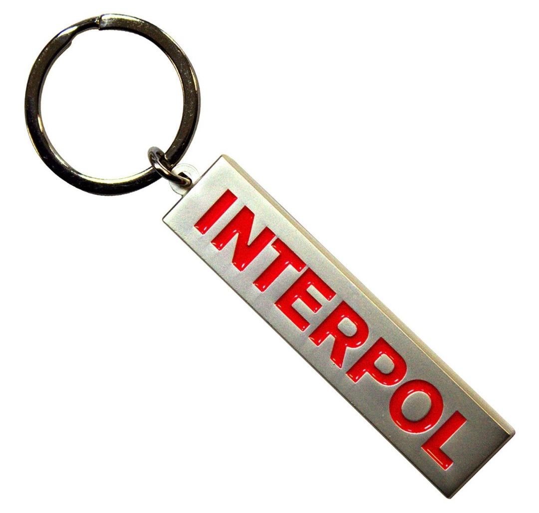 Interpol 'Text Logo' Keychain – Official Licensed Antiqued Silver Metal Keyring