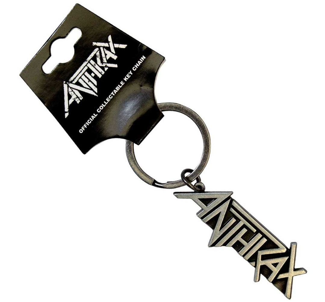 Anthrax Logo Keychain – Official Licensed Antiqued Silver Metal Keyring
