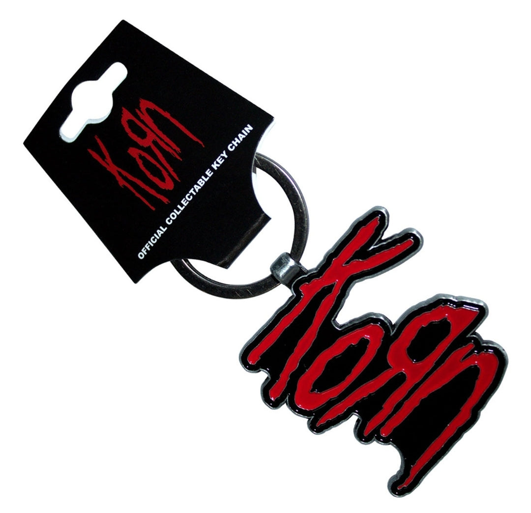 Korn 'Red Logo' Keychain – Official Licensed Antiqued Silver Metal Keyring