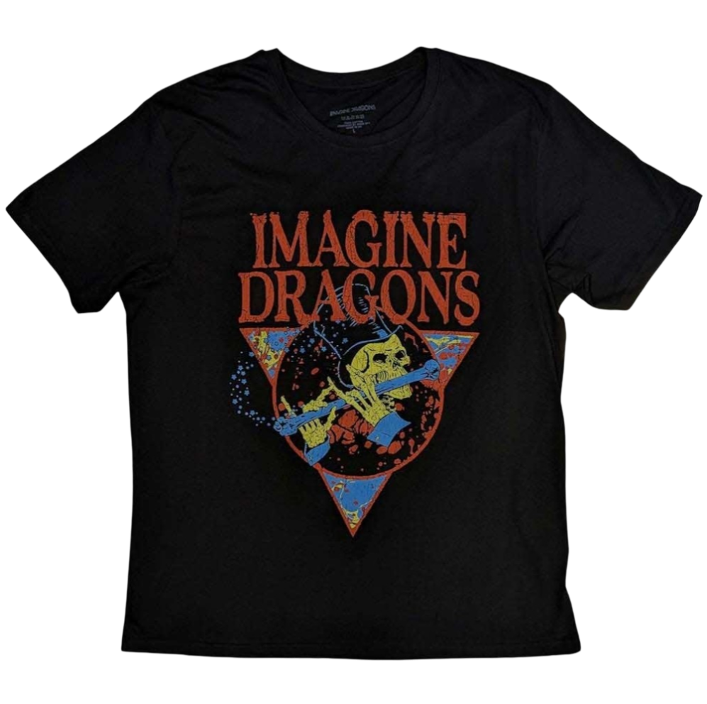 Official Licensed Imagine Dragons 'Skull' T-Shirt - Unisex Black Front Print (Triangle Skull Graphic)