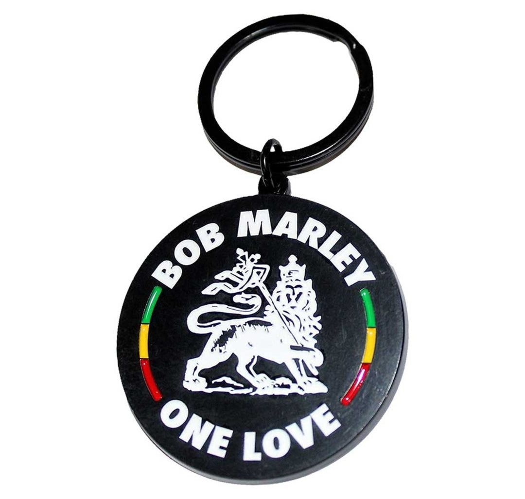 Bob Marley 'Lion' Keychain – Official Licensed Black Nickel Plated Metal Keyring