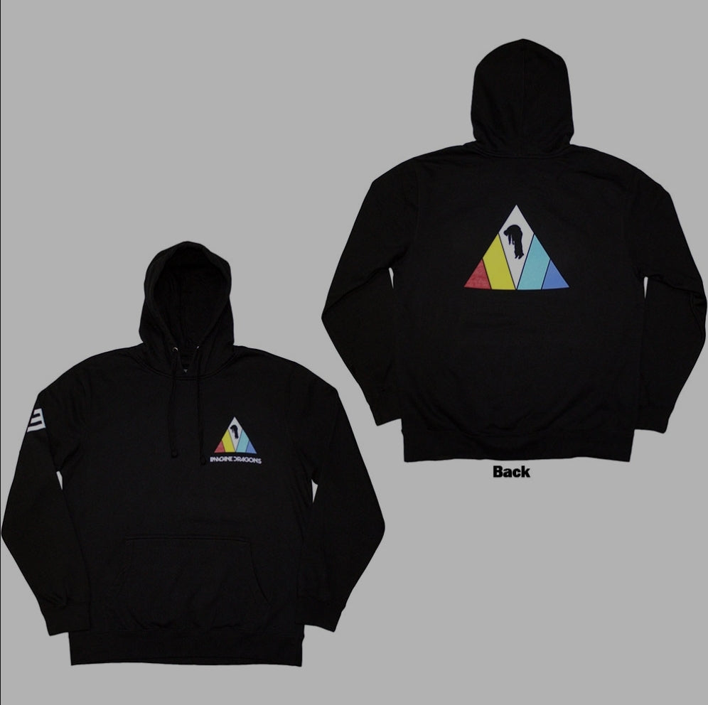Official Licensed Imagine Dragons 'Triangle Logo' Pullover Hoodie - Unisex Black Front/Back/Sleeve Print
