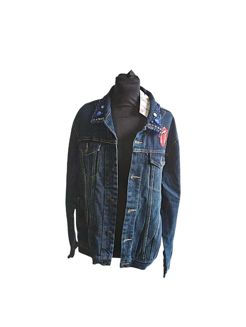 Customised Official Rolling Stones Denim Jacket - Size L