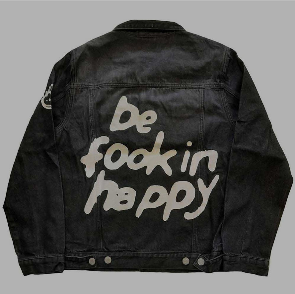 Official Licensed Yungblud 'Be Fooking Happy' Denim Jacket - Unisex Black Multi-Print