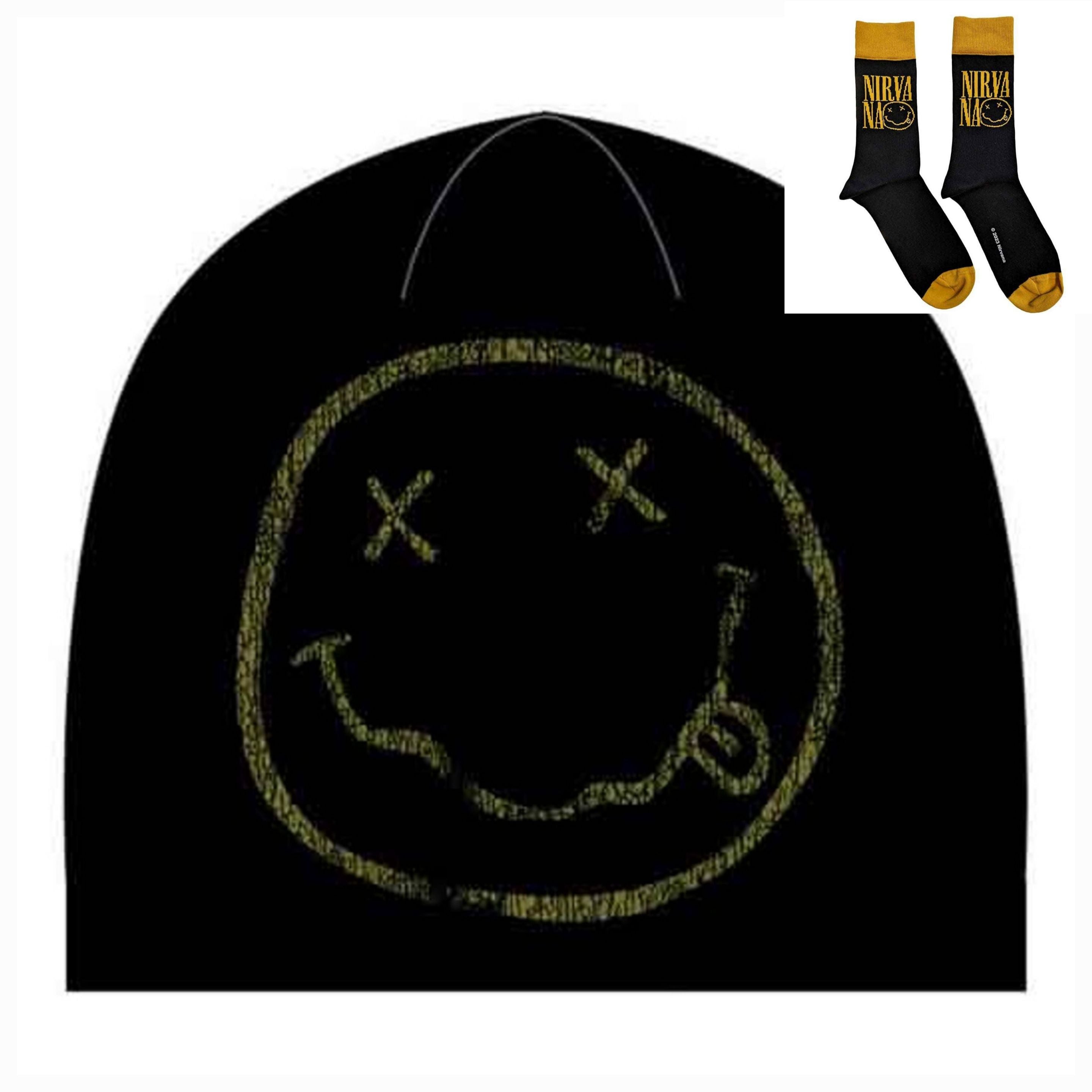 Official Nirvana Gift Set – Happy Face Beanie Hat + Socks | Perfect Grunge Christmas Gift