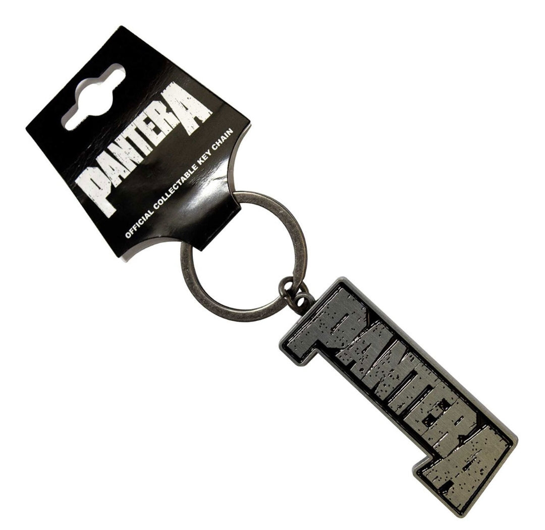 Pantera Logo Keychain – Official Licensed Antiqued Silver Metal Keyring