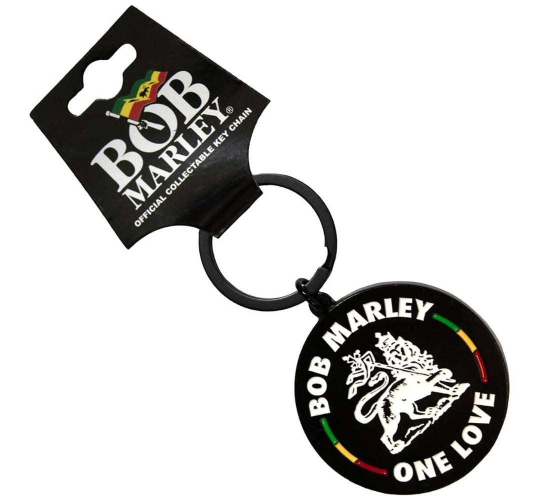 Bob Marley 'Lion' Keychain – Official Licensed Black Nickel Plated Metal Keyring