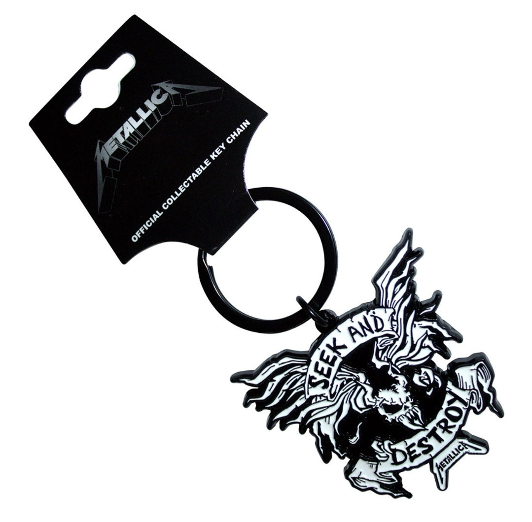Metallica 'Seek & Destroy' Keychain – Official Licensed Black Dye Coated Metal Keyring