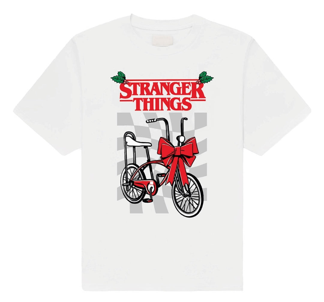 Official Stranger Things Christmas Bike Bow Tee | Netflix