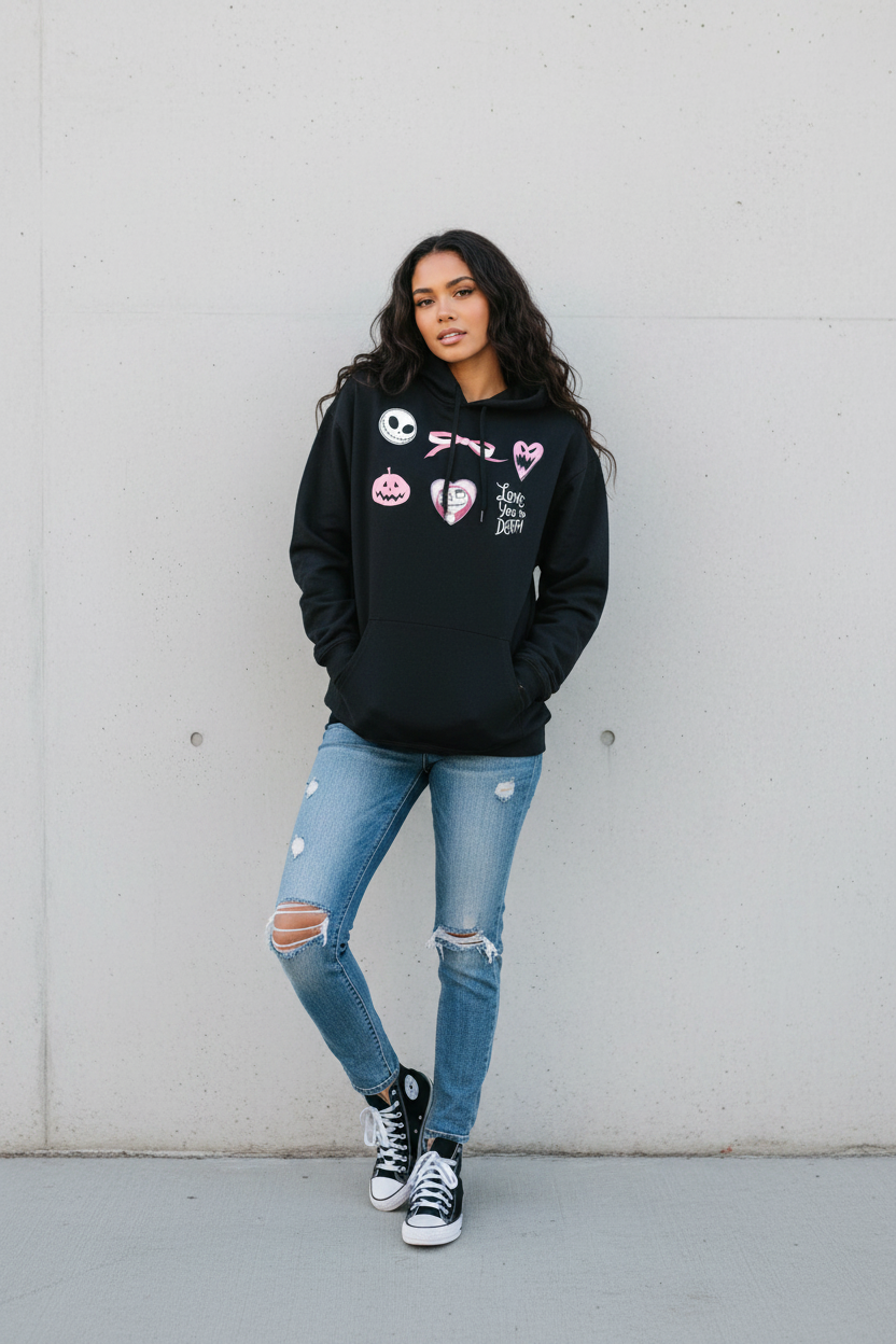 Official Disney The Nightmare Before Christmas Love you to Death Hoodie