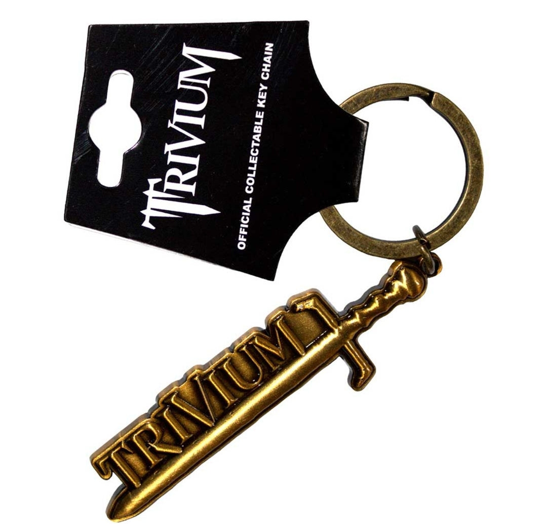 Trivium 'Gold Sword' Keychain – Official Licensed Antiqued Gold Coloured Metal Keyring