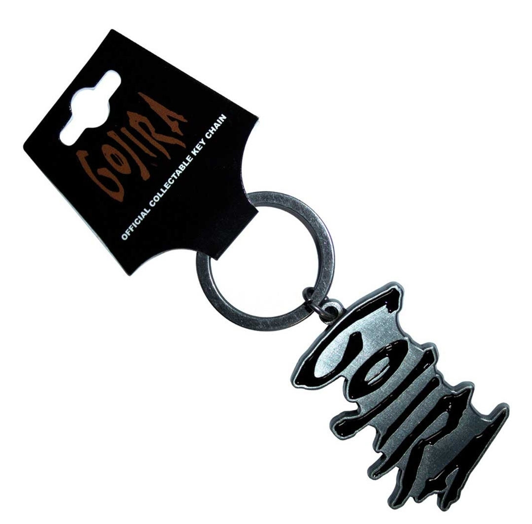 Gojira Logo Keychain – Official Licensed Antiqued Silver Metal Keyring