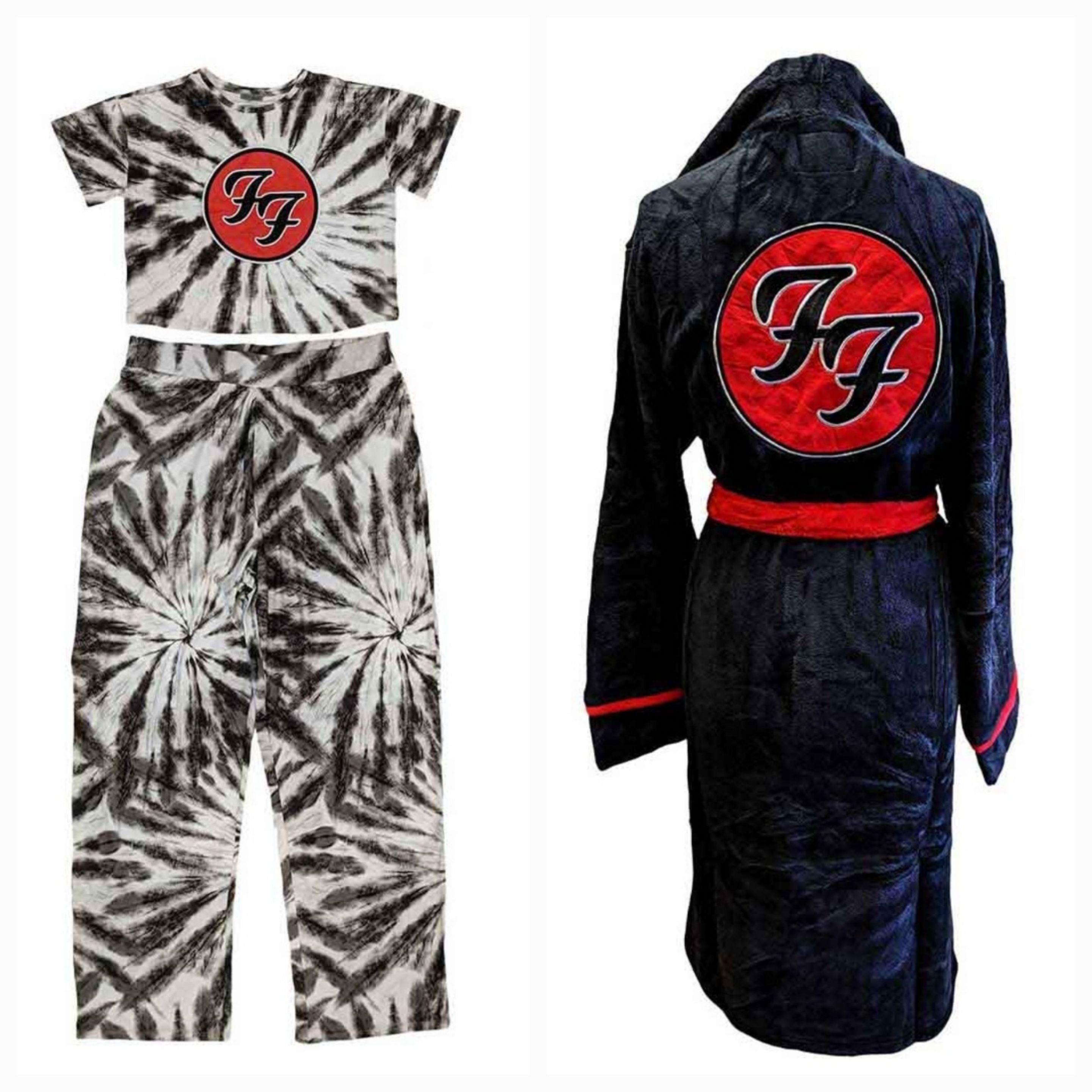 Official Foo Fighters Ultimate Lounge Bundle – FF Logo Tie-Dye Pyjama Set + Dressing Gown