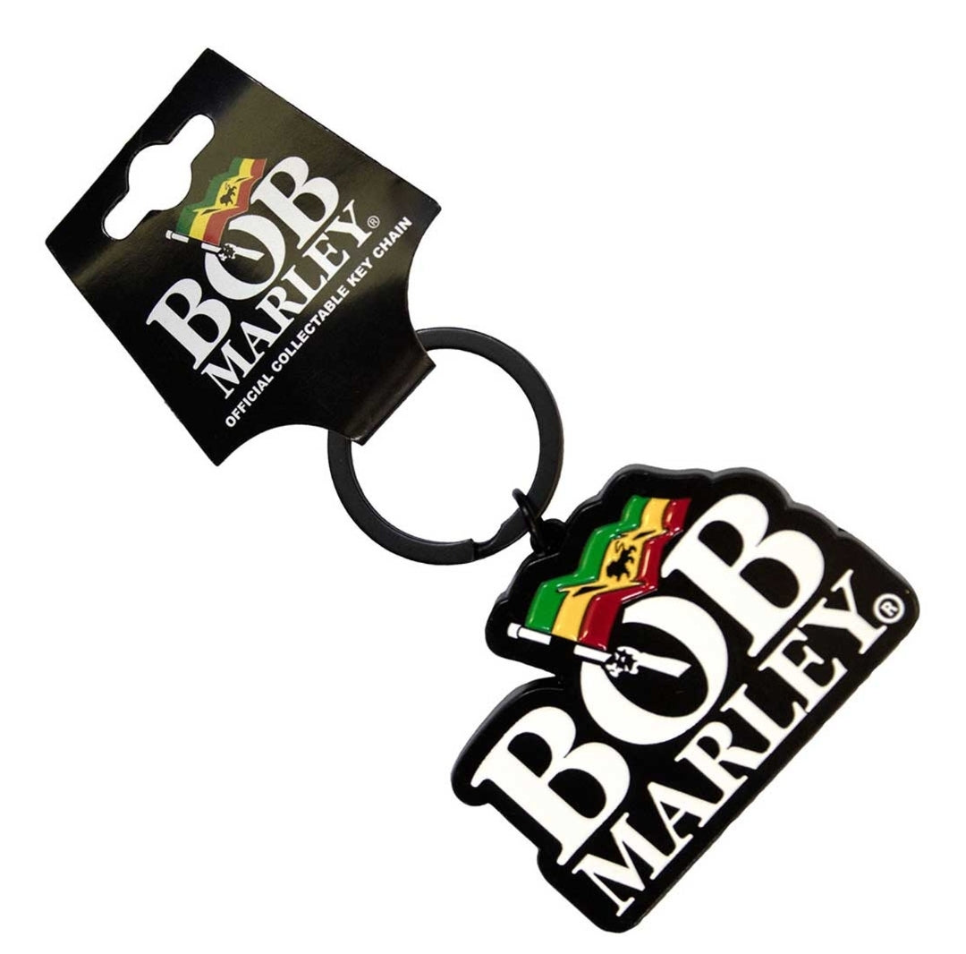 Bob Marley Logo Keychain – Official Licensed Black Nickel Plated Metal Keyring