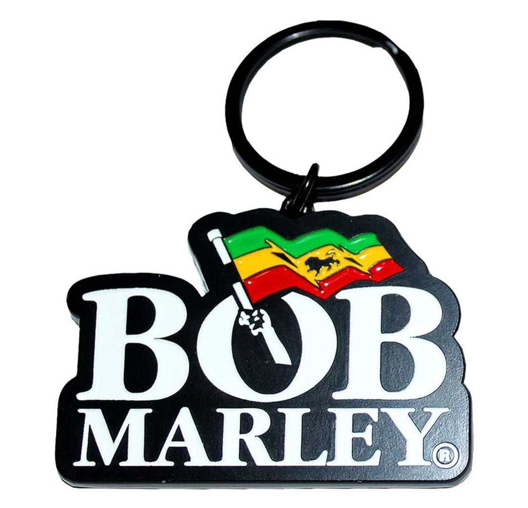 Bob Marley Logo Keychain – Official Licensed Black Nickel Plated Metal Keyring