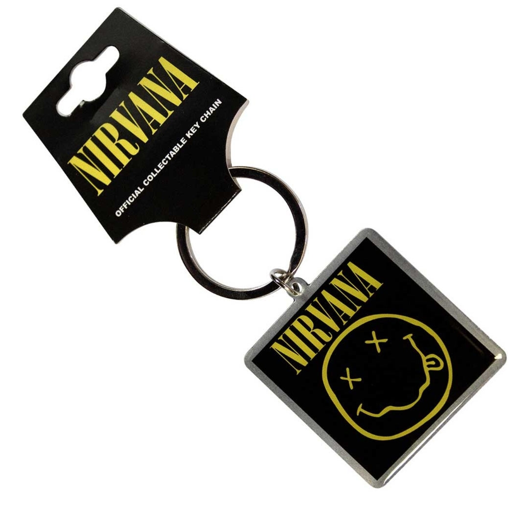 Official Nirvana 'Happy Face Photo Print' Keychain - Nickel Plated | Grunge Gift