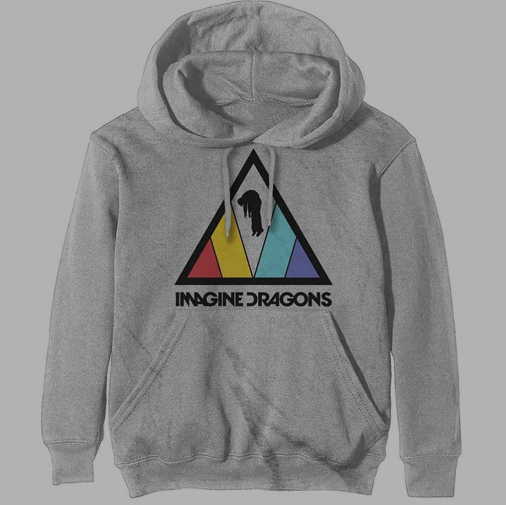 Official Licensed Imagine Dragons 'Triangle Logo' Pullover Hoodie - Unisex Off White Front Print