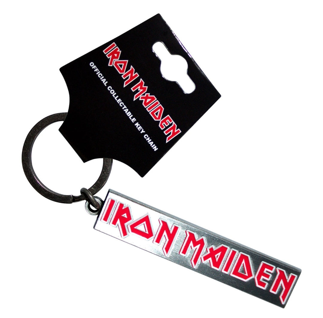 Iron Maiden 'Logo' Keychain – Official Licensed Antiqued Silver Metal Keyring