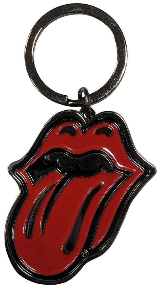 Official Rolling Stones 'Classic Tongue Black' Keychain - Black Nickel Plated | Rock Gift
