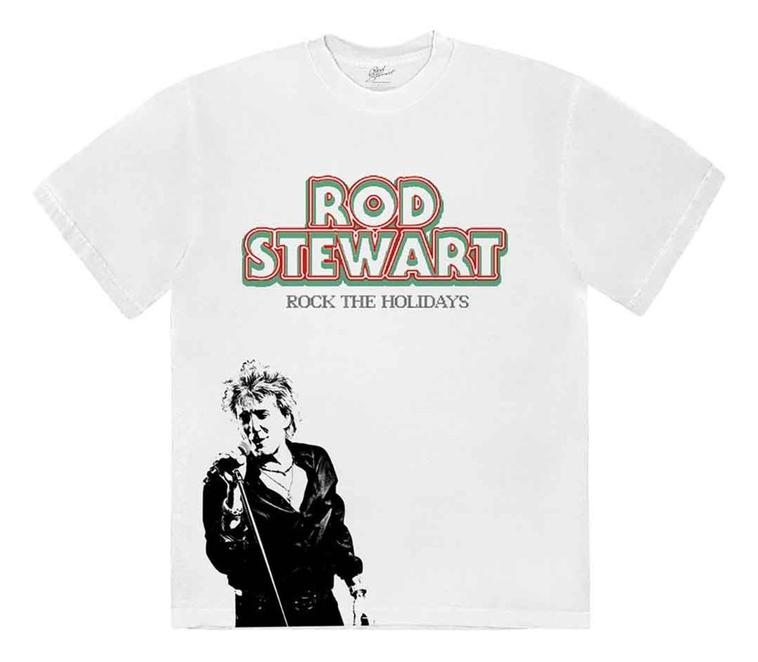 Rod Stewart - Rock The Holidays T-Shirt White (Official Licensed)