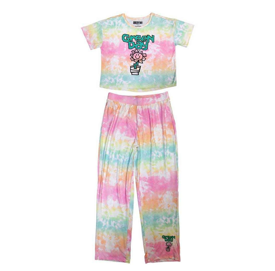 Official Green Day 'Flower Pot' Short-Sleeve Pyjamas - Last Chance! | Punk Tie-Dye Christmas Eve Box PJ's
