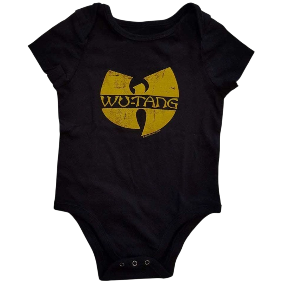 Official Licensed Wu-Tang Clan 'Logo' Baby Grow - Black Recycled Blend Front Print