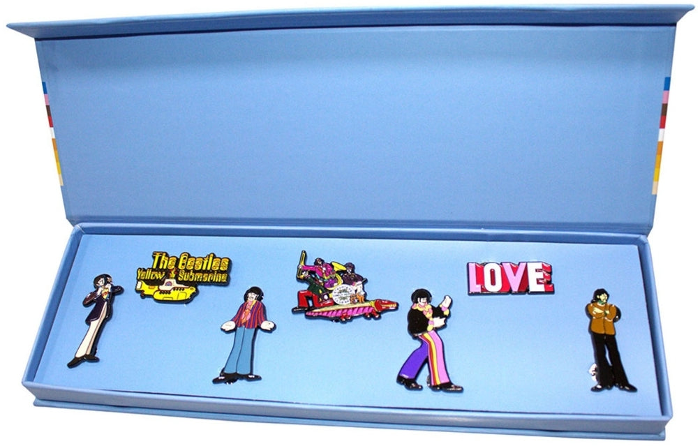 Official The Beatles Yellow Submarine Band Mini Pin Badge Set - 6 Collectable Pins in Premium Box