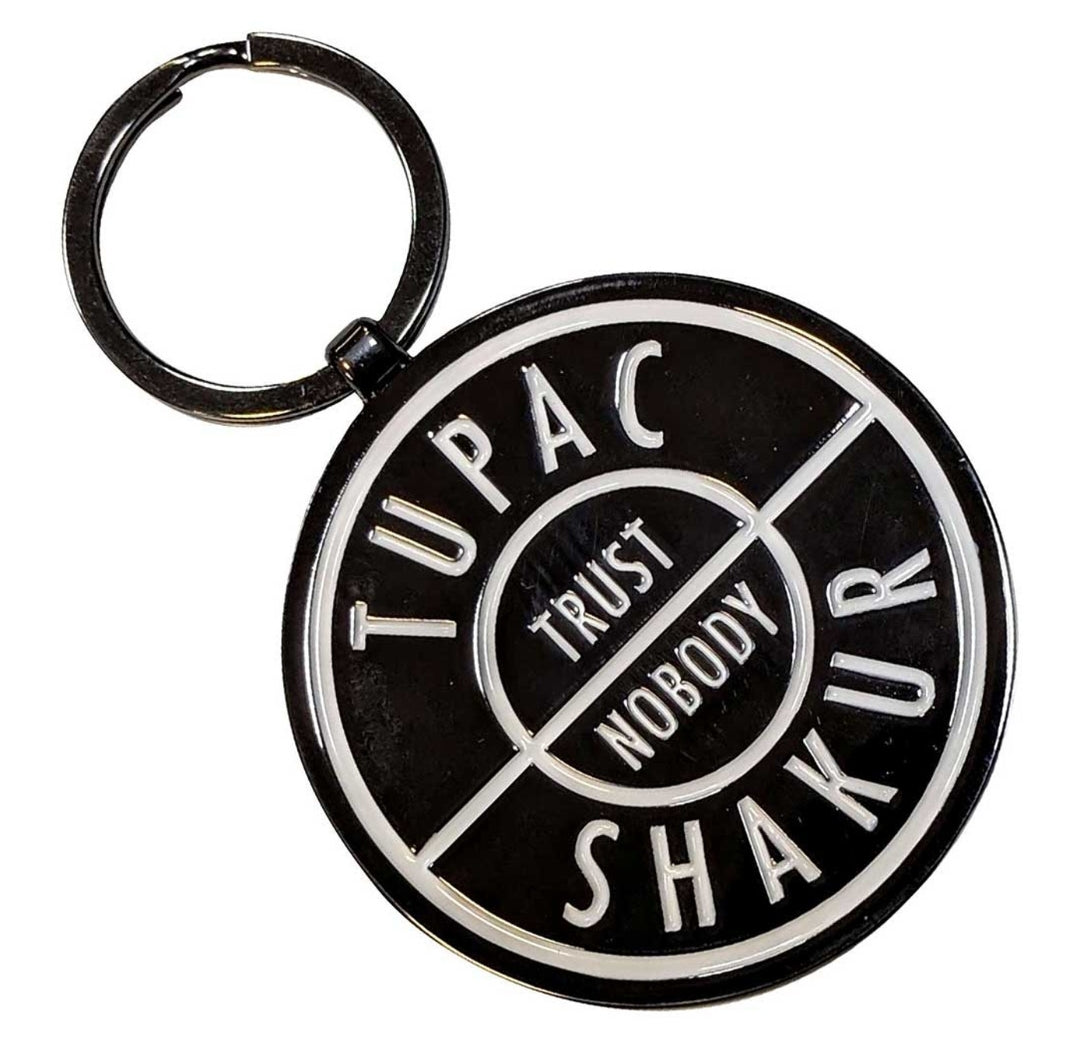 Tupac 'Trust Nobody' Keychain – Official Licensed Black Nickel Plated Metal Keyring